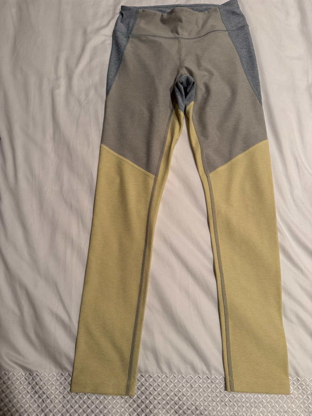 Outdoor Voices Two-Tone Gray and Yellow Leggings